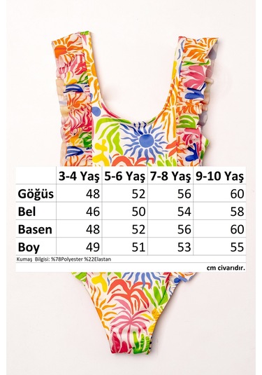 Uv Korumalı Askılı Mayo Kız Çocuk Yüzücü Mayo 5569 Turuncu Turuncu