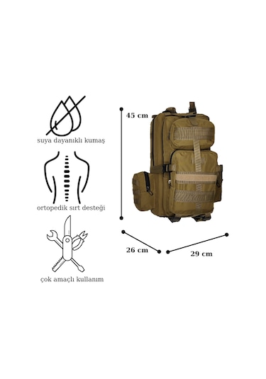 42 litre dağcı BEJ taktik kamp sırt çantası Bej