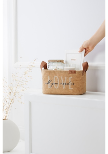 Ocean Home Textile Love Jüt Sepet 24 x 17 x 14 cm