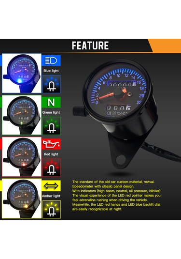 Cafe Racer Retro Özel Motosiklet Mekanik Kilometre K20477