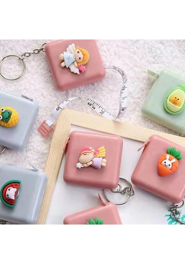 Ollevra Sevimli Çanta Boy Anahtarlıklı Mezura Yumuşak Stickerli 150 Cm Uzunluğunda Pratik Taşınabilir