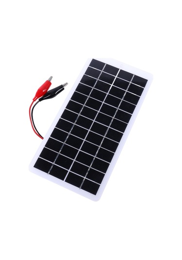 5w 12v Polikristal Güneş Paneli Lambası Su Pompası Klipsli Solar Şarj Cihazı Siyah
