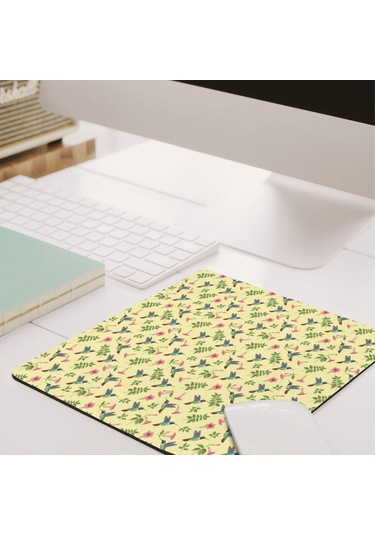 Hummingbird Desenli Mouse Pad, Kaymaz Kauçuk Taban, Su Geçirmez, Pürüzsüz Dokulu, 27x32cm-a6