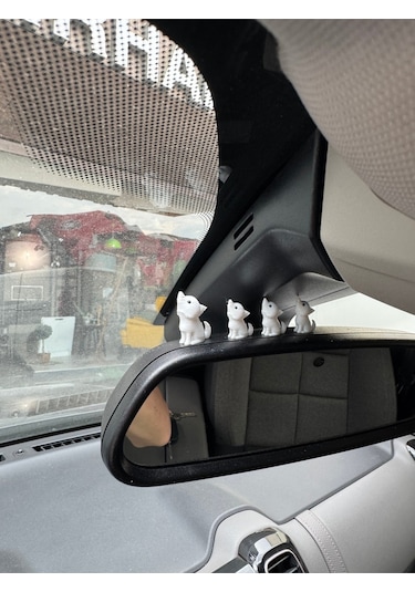 4 Parça Sevimli Kurt Ailesi Dikiz Aynası Süsü - Ayna Süsü Araba Süsü Torpido Süsü Oto Aksesuar