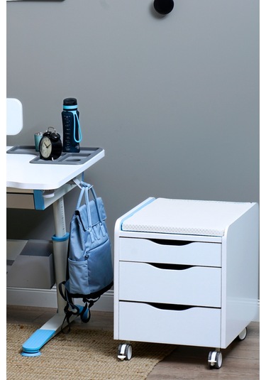 Creo Mobili Çekmeceli Tekerlekli Sirius Keson, Oturulabilir Ofis Ve Ev Komodini, Beyaz/beyaz