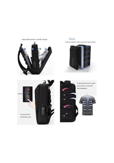 Erkekler İçin Sert Kabuk Sırt Çantası Alaşımlı Çerçeve Hırsızlığa Karşı Bilgisayar Çantası