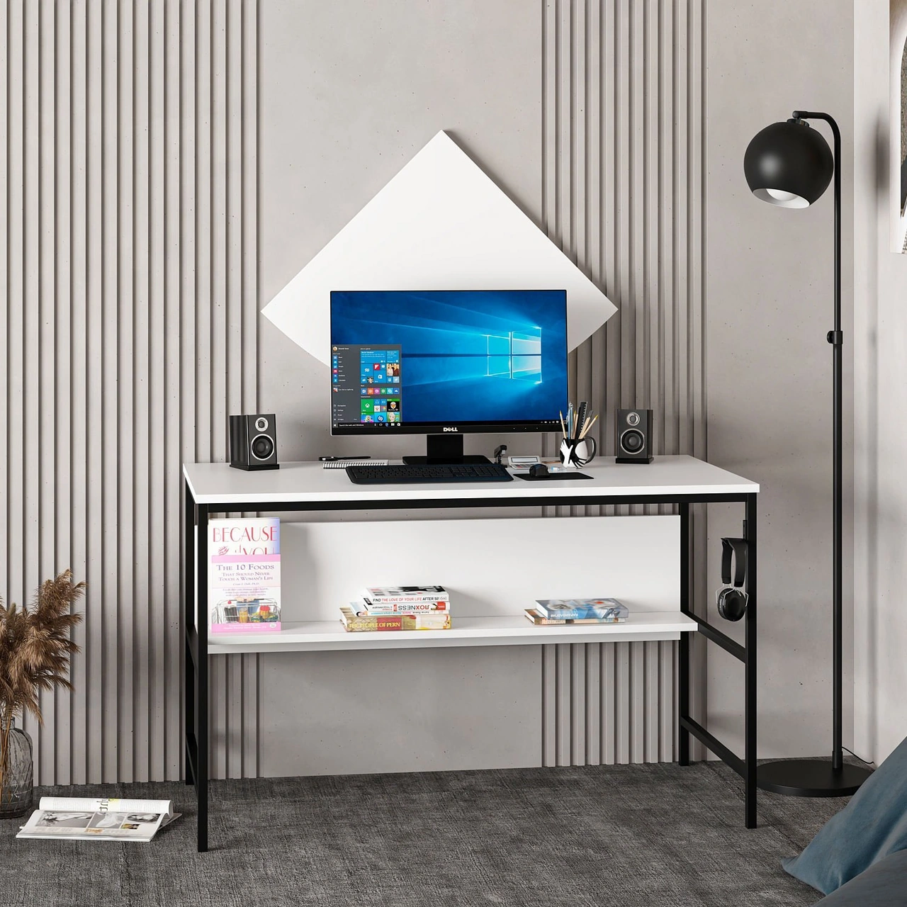 Minar Greta Çalışma Masası Modül1 - Beyaz Beyaz