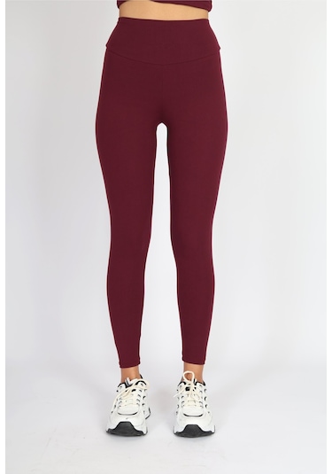 Soft&Basic Kadın 2'li Slım Fit Toparlayıcı Ve Esnek Kumaş Bordo-lacivert Tayt Bordo-lacivert