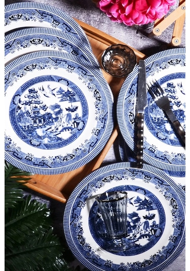 Rotanev Churchill Desen Porselen 6'lı Servis Tabağı 26 CM