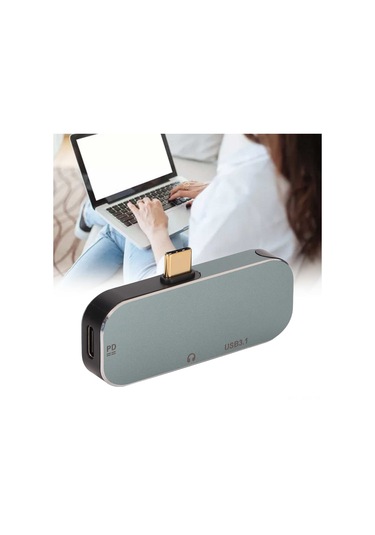 Ximistore9 Yx04-x3 Mini Type-c Hub: Pd Şarj + Usb3.1 + Usb2.0 + Aux Çıkışlı 5-in-1 Alüminyum Hub, 10gbps Transfer, 100w Güç, Tüm Sisteme Uyumlu