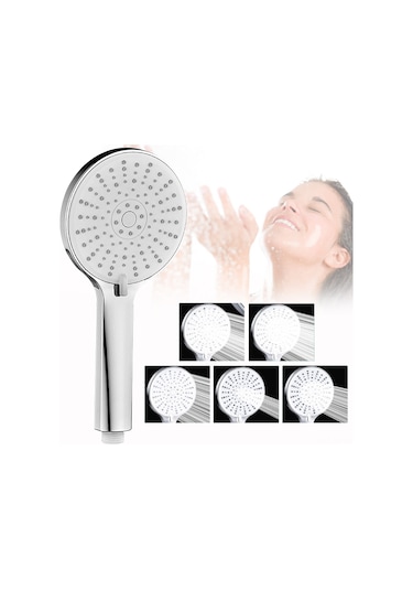 Yifomall Yüksek Basınçlı 5 Modlu Duş Başlığı - Büyük Panel, Su Tasarruflu, Kolaysız Kurulum, Modern Chrome Desenli Duş Şapkası Krom
