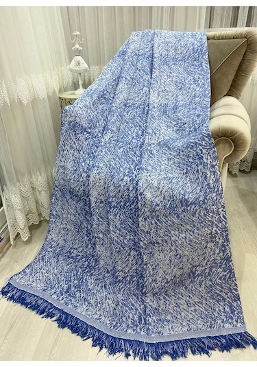 Özlü Home Lüks Pamuklu Koltuk Çekyat Örtüsü Saks Mavisi 170x220 Saks Mavisi