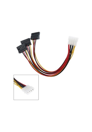 SpeedUF Üçlü 3 Port Ide Molex Sata Power HDD 4 Pin Güç Kablosu
