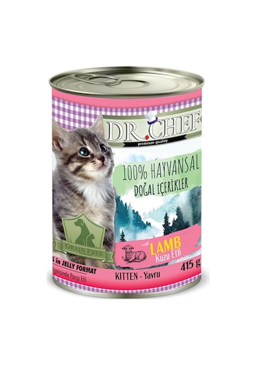 Dr. Chef Kuzu Etli Konserve Yavru Kedi Maması 24 x 415 G