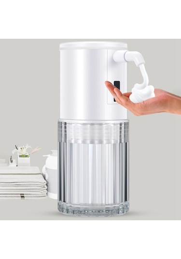 Xiaaokeji Otomatik Sabunluk, 350ml Temassız Şarj Edilebilir Sabunluk Beyaz