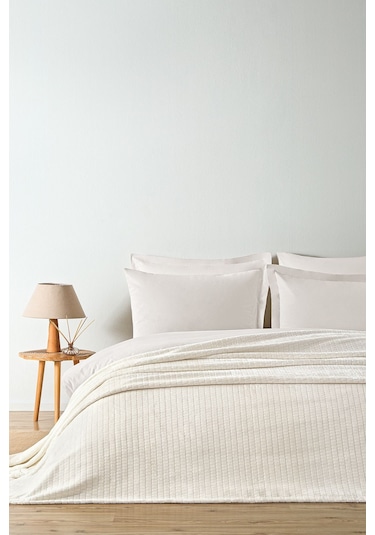 Puffy Trinity Wellsoft Çift Kişilik Battaniye - Şampanya