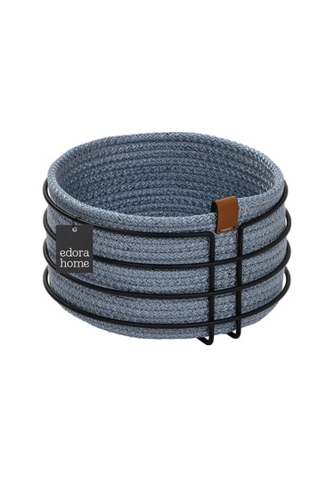 Mat Siyah Yuvarlak Ekmek Sepeti Şık,ekmeklik Açık Mavi Hasır Örmeli Makrome-çok Amaçlı Metal Paslanmaz Siyah