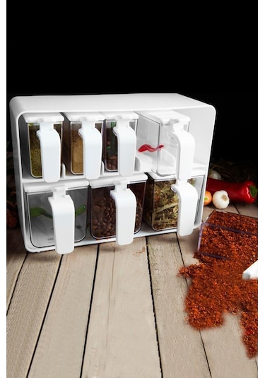 Herevin Sekizli Standlı Baharatlık Seti Beyaz - 161280-813 Beyaz