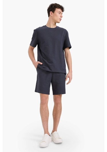 DeFacto %100 Pamuk Relax Fit Twill Dokulu Cepli Şort E2590AX25SMAR214