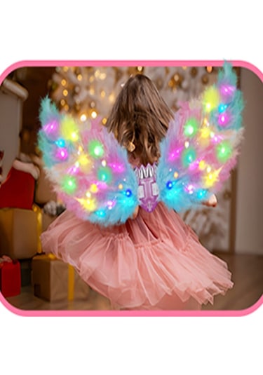 Bloomie Dıy Led Işıklı Hareketli Melek Kanatları Seti Peri Kanatları Büyük Boy Pembe
