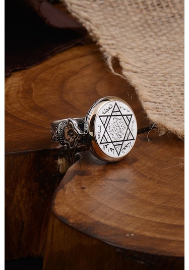 Vog Mühr-ü Süleyman Model Yanı Teşkilat-ı Mahsusa Motif Yazılı 925 Ayar Gümüş Erkek Yüzük