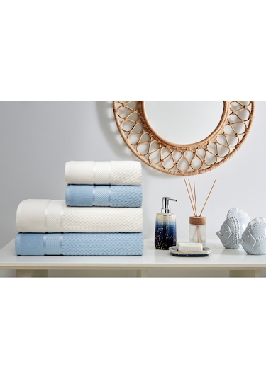 Özdilek Bright Kadife Havlu Seti Krem/mavi Krem - Mavi