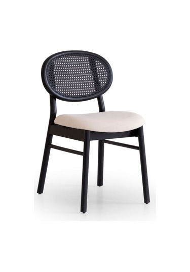 Oslo Hazeranlı Ahşap Sandalye Siyah - Krem
