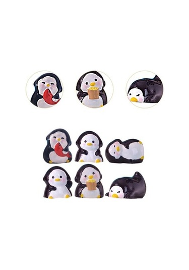 Lijinxu 6x Mini Penguen Figürleri Dekoratif Saksı Dekor Reçine Çok