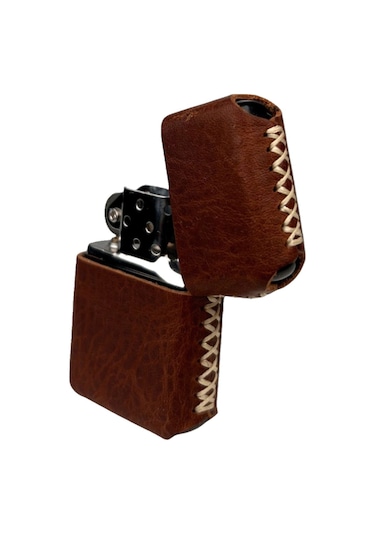 Handmade El Yapımı Hakiki Deri Zippo Modeli Çakmak Tobacco