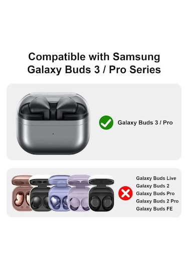 Samsung Galaxy Buds 3 / Galaxy Buds 3 Pro Uyumlu Silikon Kılıf+ Kanca Şeffaf