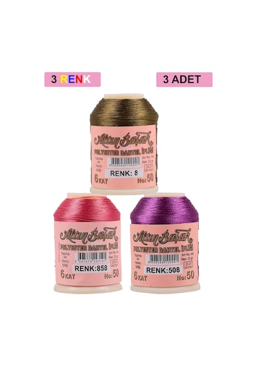 3 Adet Altınbaşak Oya Ve Dantel İpi 20 Gr - Royaleks - No: 858 - 508 - 008
