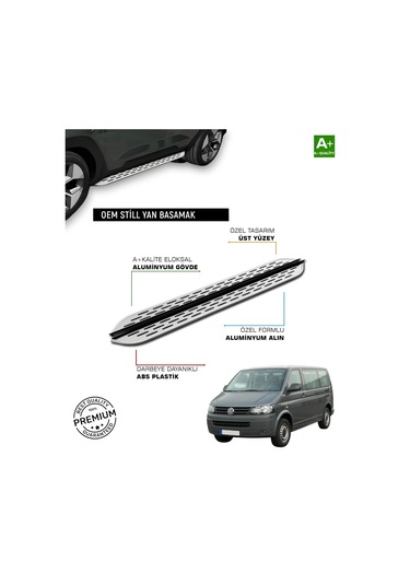 Vw T5 Kısa Şase 2003 2004 2005 2006 2007 2008 2009 2010 2011 2012 2013 2014 2015 2016 Araca Özel Yan Basamak