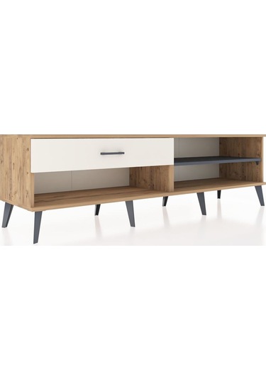 Hyperion Tv Ünitesi Tek Raflı Tek Çekmeceli 176x44x51 Çam-antrasit/aytaşı Antrasıt/aytası