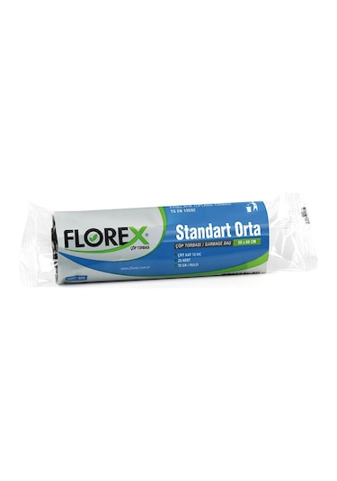 Florex Standart Orta Boy Çöp Torbası 55x60 Cm 20'li Rulo Siyah 10 Rulo (200 Adet)