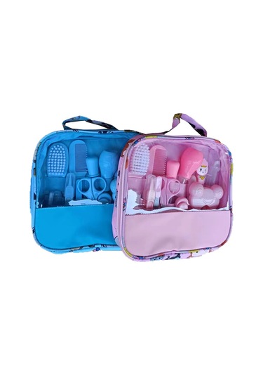 Bebek 13 Parça Takımı Paket Bebek Tırnak Makası, Tarak, Fırça, Burun Aspiratörü, Temizlik Çocukların Günlük İhtiyaçları Toptan Mavi Sıradan 13 Parça Set