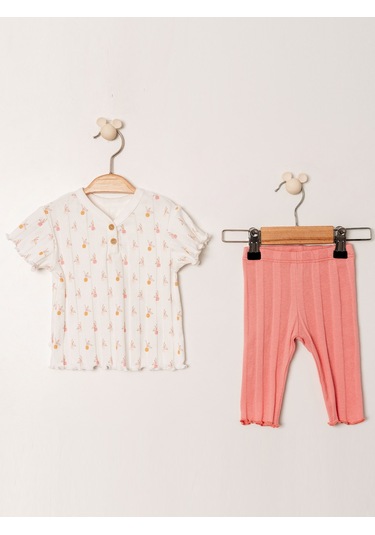 Kd53438.jakarlı Örme Kız 2li Takım 6-9/9-12/18-24/24-36ay Nar Çiçeği