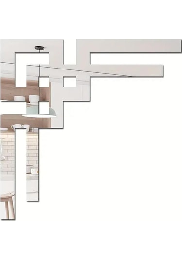 Düz Köşe Pleksi Ayna 4 Adet - Silver Silver Gümüş