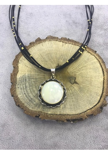 Sedef Taşlı Gümüş Kolye 925 Ayar (512654862)