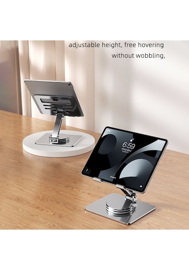 Mt131 Masaüstü Tutucu Soğutma Alüminyum Alaşımlı 360 Dönebilen Katlanabilir Stand Gümüş