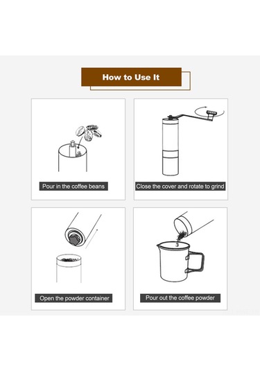 Honmex 304 Paslanmaz Çelik El İle Kahve Değiştirilebilir Taşınabilir Değirmen