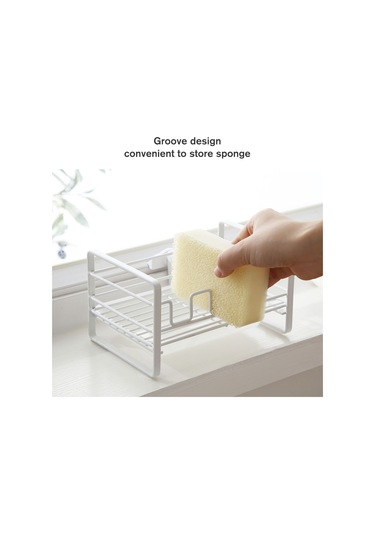 Skycity Beyaz Demir Sponge Rafı - Mutfak/ Banyo Suluklu Organizer, 18.5x12x10cm, 385g Beyaz