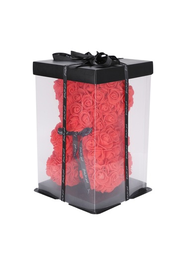 Shineyee Kırmızı Pe Gül Bebek Ayı, Canlı Görünüm, Ev Dekorasyonu, Sevgililer Günü Hediyesi, 25cm Boyut, Kaliteli Ve Çevre Dost Malzeme İle El Yapımı