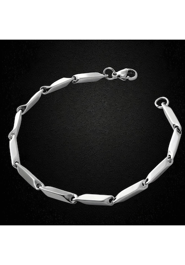 Çelik Bileklik Titanyum Melon Düz Model 3 Mm Kalınlık 21 Cm Uzunluk Gümüş Silver Gümüş