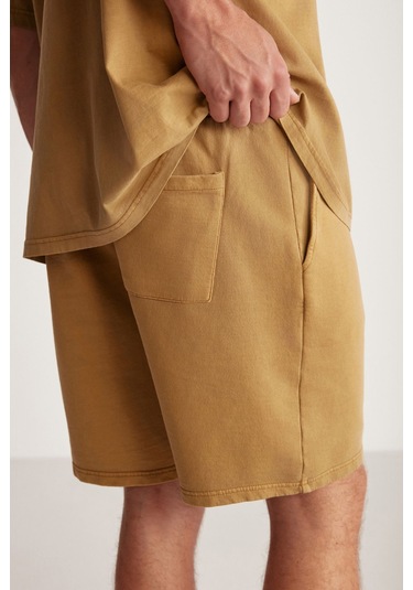 GRIMELANGE Jeffrey Erkek 2 Li Set Oversize Soluk Efektli Nakışlı Haki Alt-üst Takım Haki