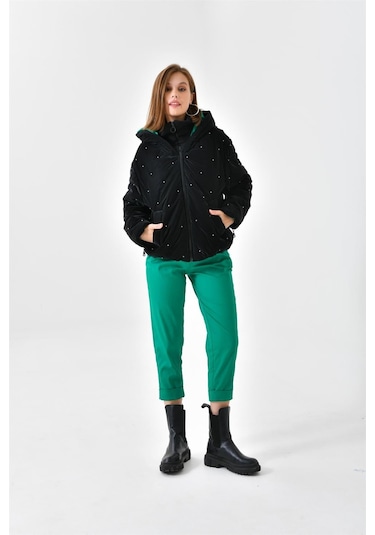 Ftz Women Kadın İnci Detaylı Mont Siyah Rbn4047-siyah Siyah