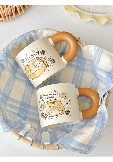 Muse Home Store Sevimli Kedi Baskılı Kahve Ve Çay Kupası 261588914 Bej