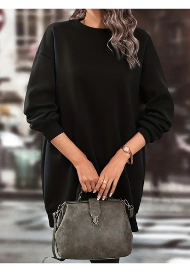 Kadın Uzun Kollu Bisiklet Yaka Iki Iplik Elbise Çok Renkli