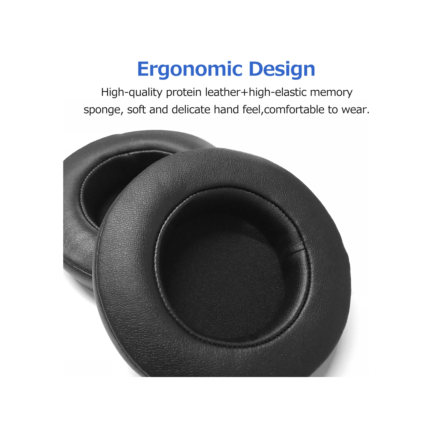 Qingmipy Razer Kraken 7.1 V2 Uyumlu Protein Deri Hafıza Köpük Kulaklık Örtüsü - Siyah Kulaklık Dahil Değil Siyah