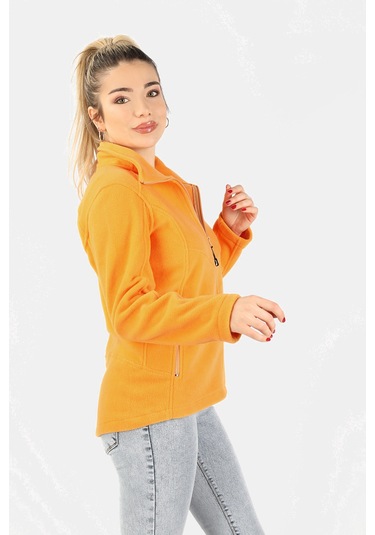 Kadın Balıkçı Fermuarlı Sweatshirt Sarı