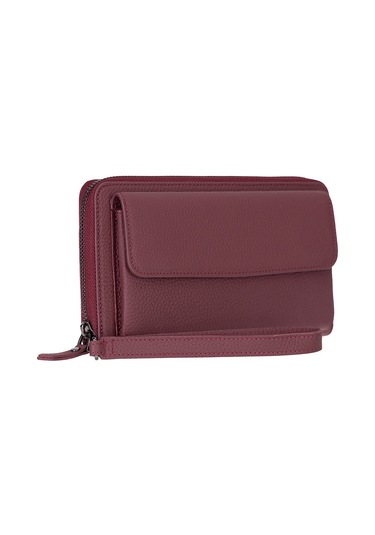 Bloomporter Pebble Bordeaux Hakiki Deri Telefon Bölmeli Cüzdan Bordo